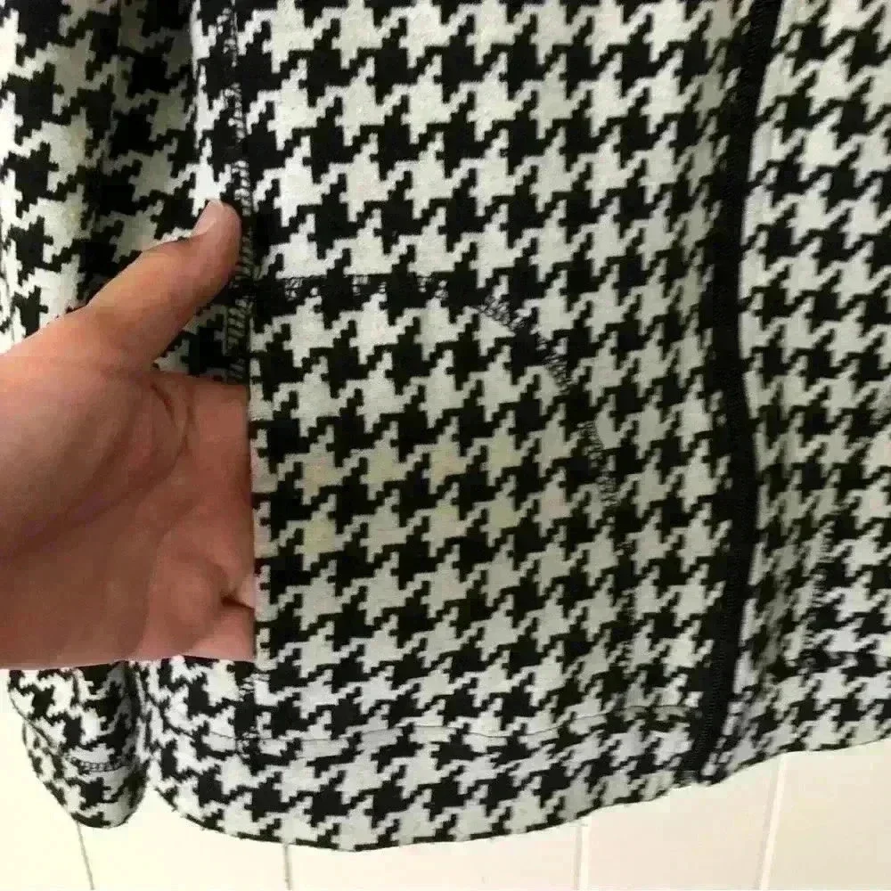 Ongue Petite Zip Up Houndstooth Cotton Blend Jacket Size M